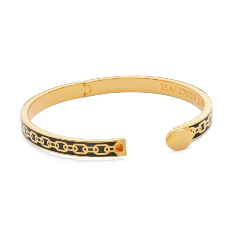 6mm Chain Black Gold Hinged Bangle