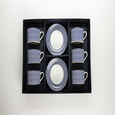 Hrp Aragon Midnight Palladium Tea Cup And Saucer Set X 6