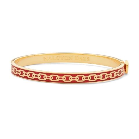 6mm Chain Red Gold Hinged Bangle