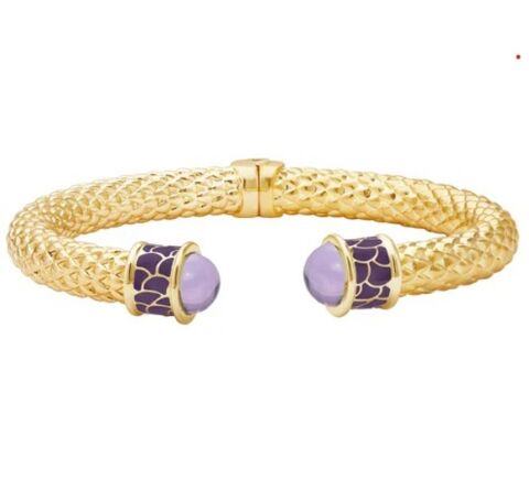 Minoan Amethyst Jewel Gold Hinged Torque Bangle