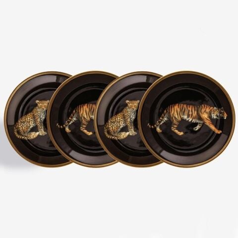 MW Leopard & Tiger - Black - Coaster Set x 4