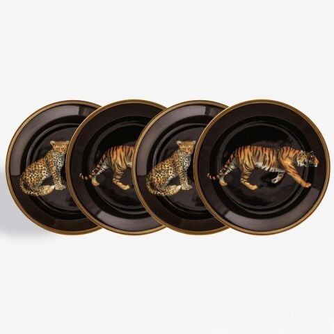 MW Leopard & Tiger - Black - Coaster Set x 4