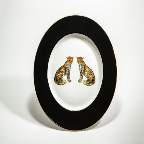 Mw Twin Leopards Black 33 Cm Charger Plate