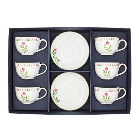 NC Marguerite Pink Teacup & Saucer Box Set x 6