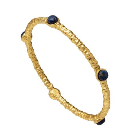 Cabochon Deep Cobalt Gold Push-On Bangle