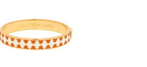 1cm Agama - Orange & Cream - Gold - Hinged Bangle