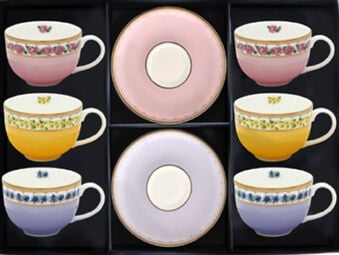 Com Shell Garden Teacup And Saucer Mixed X 6 Boxed Set