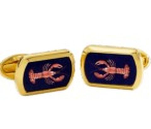 Lobster - Navy - Rectangular - Gold  - Cufflinks