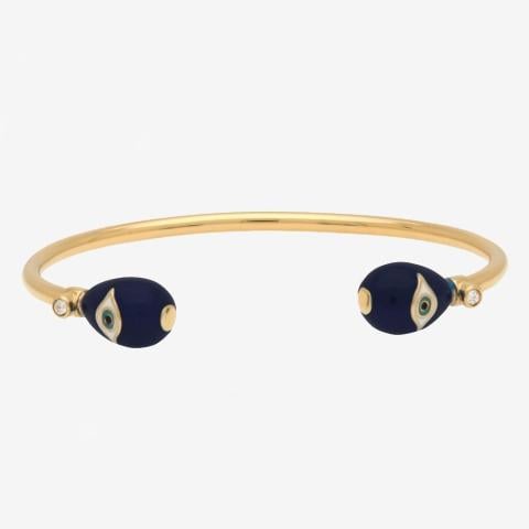 Evil Eye Midnight Blue & Gold Torque Bangle