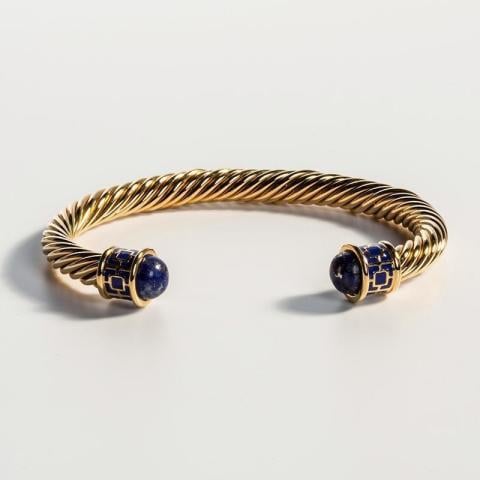 Maya - Deep Cobalt - Gold - Torque Bangle