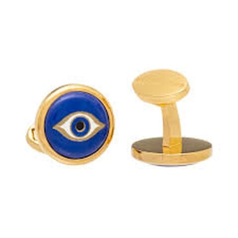 Evil Eye - Cobalt - Round - Gold - Cufflinks