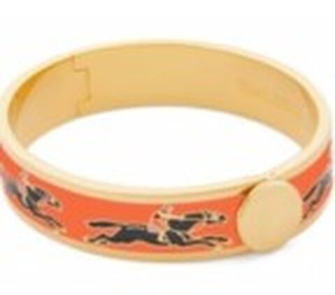 13mm Race Horse - Orange - Black - Gold - Hinged Bangle
