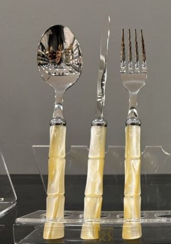 RİVADOSSİ Bamboo Kemik 75 Parça Çatal Bıçak Seti