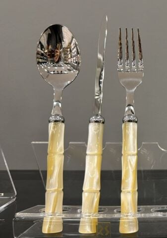 RİVADOSSİ Bamboo Kemik 75 Parça Çatal Bıçak Seti