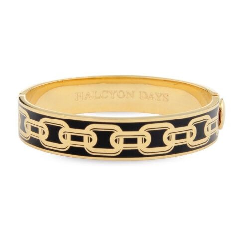 13Mm Chain Black Gold Hinged Bangle