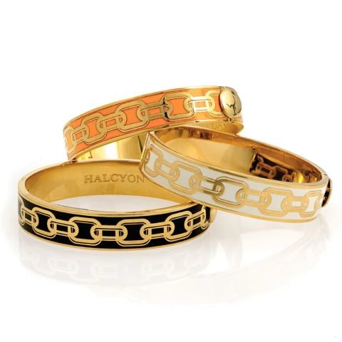 13mm Chain - Black - Gold - Hinged Bangle