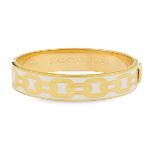 13Mm Chain Cream Gold Hinged Bangle