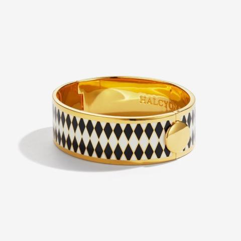 19mm Parterre - Black - Cream-Gold - Hinged Bangle