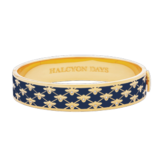 13mm Bee Sparkle - Estate Blue - Gold - Hinged Bangle
