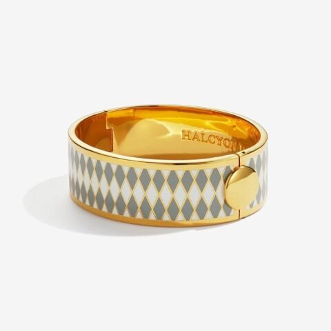 19Mm Parterre Grey Cream Gold Hinged Bangle
