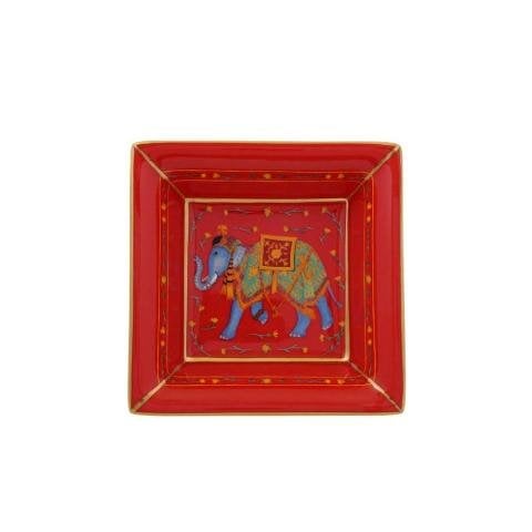 Ceremonial Indian Elephant Red - Square Tray