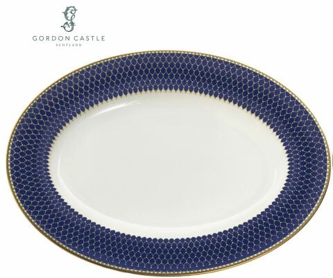 Antler Trellis - Midnight - Gold  - 16'' Oval Dish