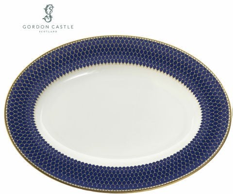 Antler Trellis - Midnight - Gold  - 16'' Oval Dish