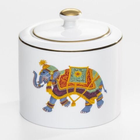 Ceremonial Indian Elephant White Sugar Bowl