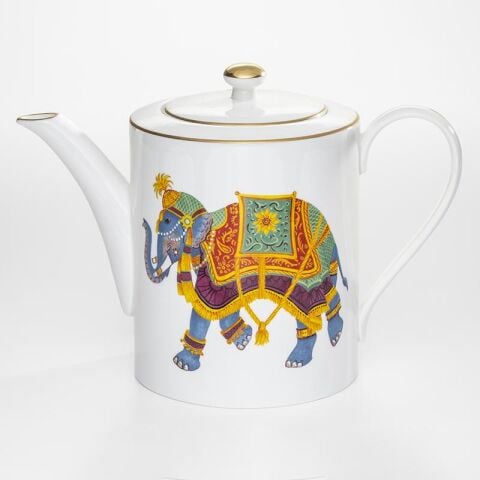 Ceremonial Indian Elephant White Tea Pot