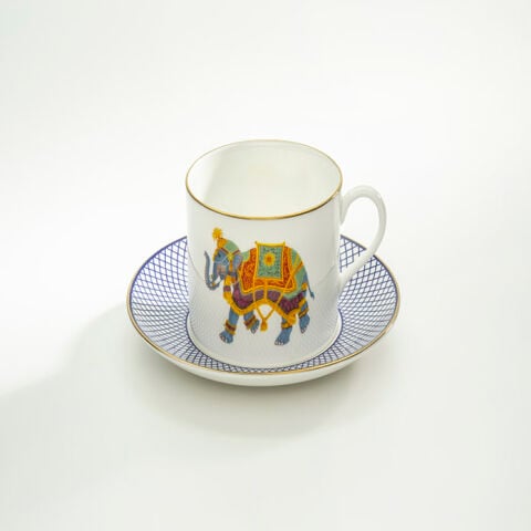 Ceremonial Indian Elephant White Teacup And Saucer