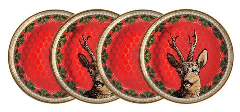 Antler Trellis & Stag - Red - Coaster Set