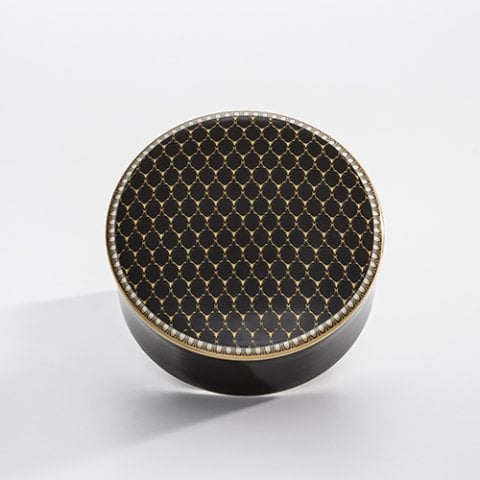 Antler Trellis - Black - Gold - Round Trinket Box