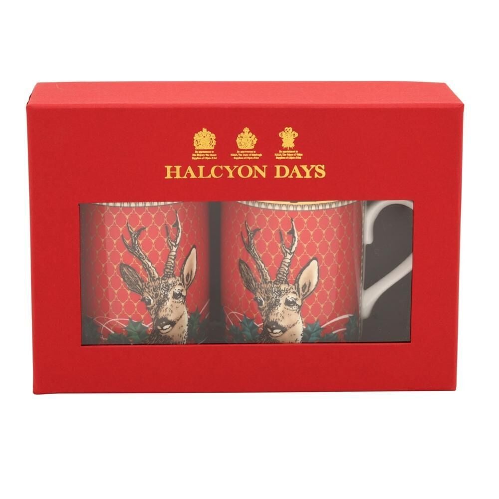 Antler Trellis And Stag Head Mug Set