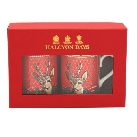 Antler Trellis And Stag Head Mug Set