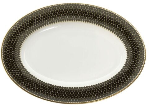 Antler Trellis Black Gold 41 Cm Oval Dish