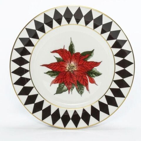 Parterre Black with Poinsettia - 6'' Plate