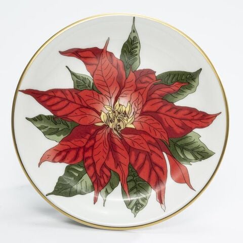 Parterre Black With Poinsettia Coaster Set
