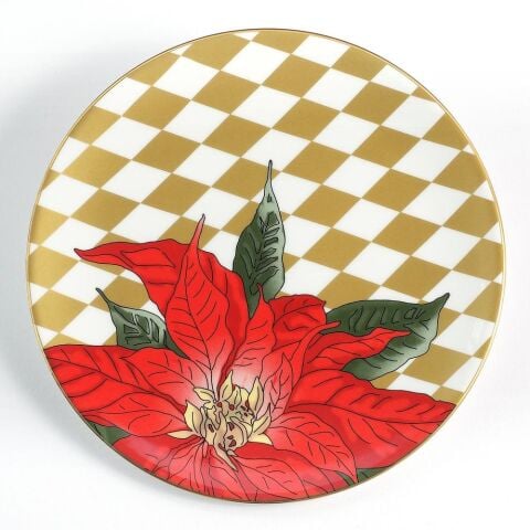Parterre Gold with Poinsettia - 8'' Coupe Plate