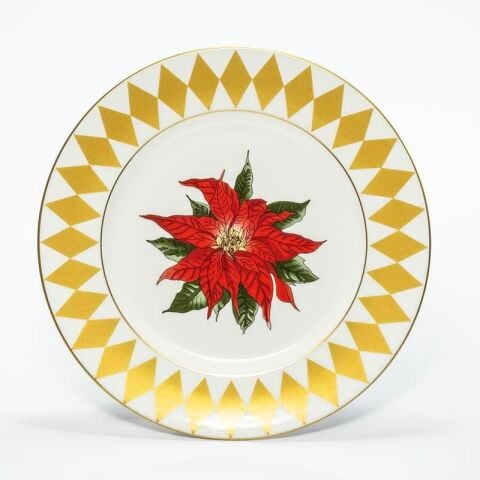 Parterre Gold with Poinsettia - 8'' Rim Plate
