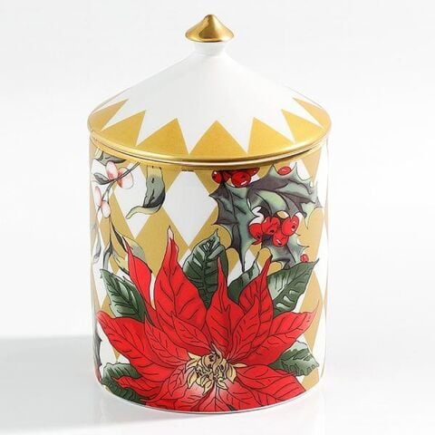 Parterre Gold with Poinsettia - Cinnamon & Orange -Lidded Candle