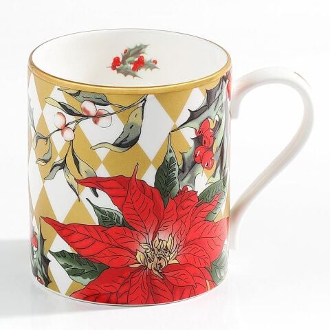 Parterre Gold With Poinsettia Mug