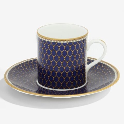 Antler Trellis - Midnight - Gold -Coffee Cup & Saucer