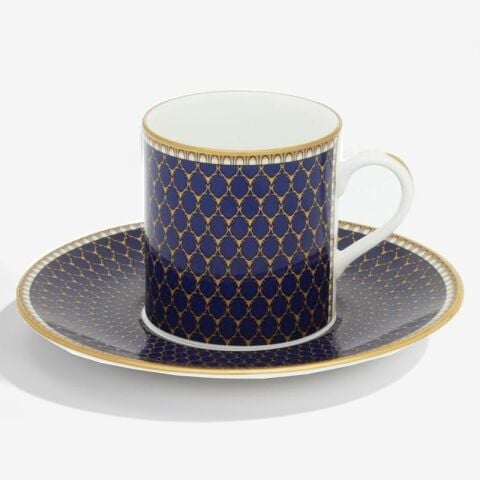 Antler Trellis - Midnight - Gold -Coffee Cup & Saucer