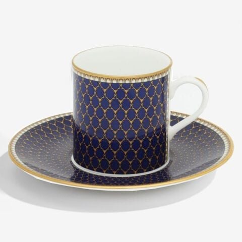 Antler Trellis Midnight Gold Coffee Cup And Saucer