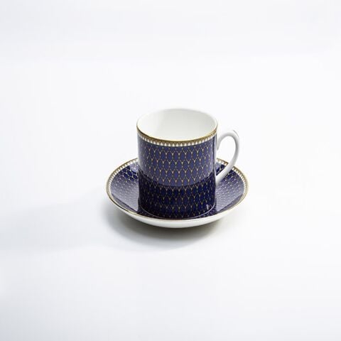 Antler Trellis - Midnight -Gold - Tea Cup & Saucer