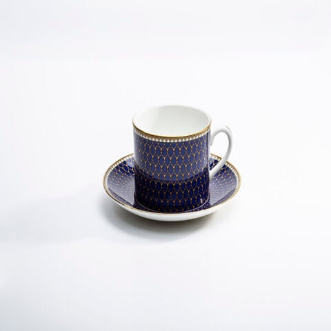 Antler Trellis Midnight Gold Tea Cup And Saucer