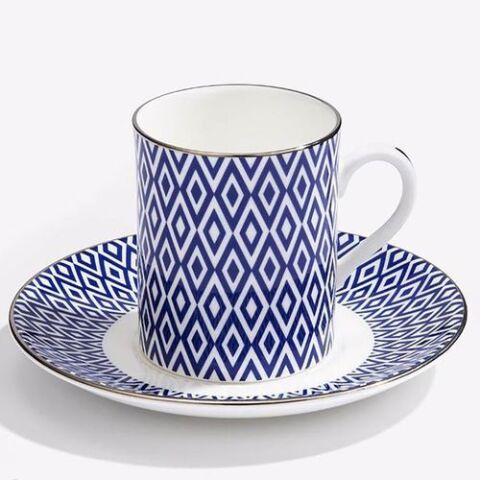 Hrp Aragon Midnight Platinum Coffee Cup And Saucer