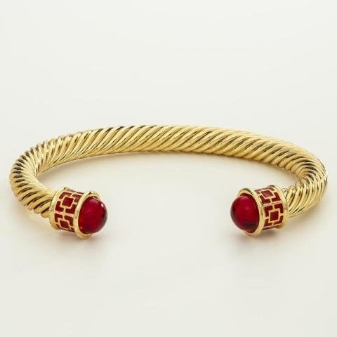 Maya - Ruby Red - Gold - Torque Bangle