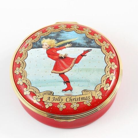 Christmas Ice Skating Enamel Box