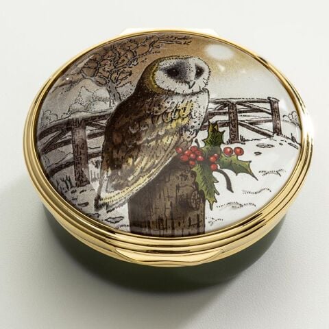 Christmas Owl Enamel Box